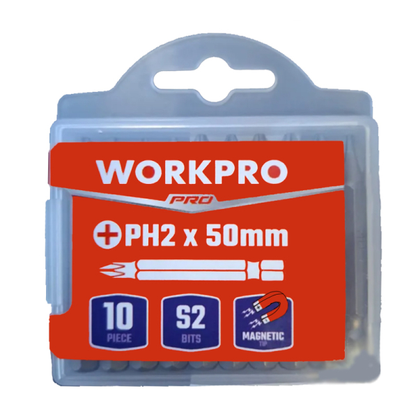 Набор бит 50xPH2 (10 шт), WORKPRO Набор бит 50xPH2 (10 шт), WORKPRO