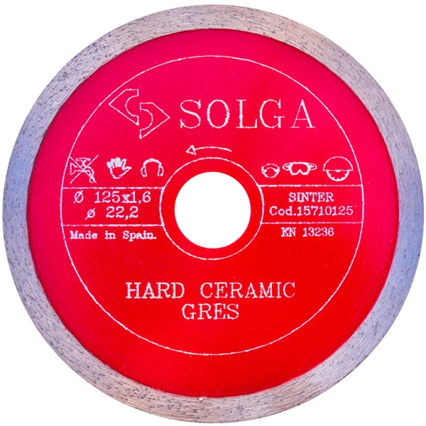 Диск алмазный сплошной Diamant HARD CERAMICS (кер/гранит) 125х22,23, Solga Диск алмазный сплошной Diamant HARD CERAMICS (кер/гранит) 125х22,23, Solga