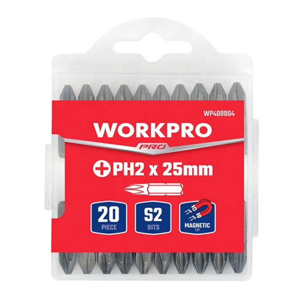 Набор бит 25xPH2 (20 шт), WORKPRO Набор бит 25xPH2 (20 шт), WORKPRO