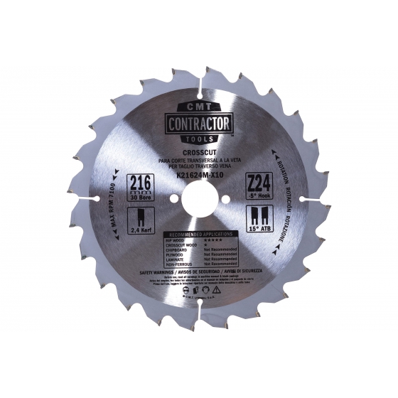 Диск пильный по дереву Contractor CMT K21624M-X10
