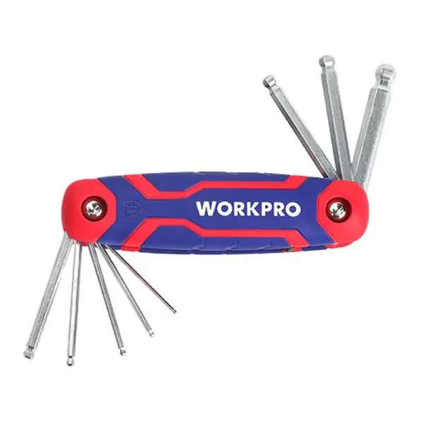 Набор 6-гранных дюймовых ключей с шаровидным наконечником, (9 пр), WORKPRO