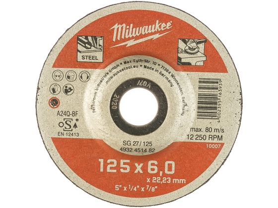 Шлифовальный диск SG27/125х6х22.2 мм Milwaukee Шлифовальный диск SG27/125х6х22.2 мм Milwaukee
