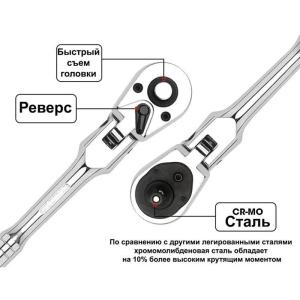 Ключ трещеточный для торцовых головок 1/4, WORKPRO Ключ трещеточный для торцовых головок 1/4, WORKPRO