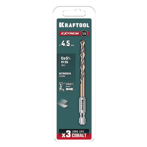 Сверло по металлу для винтовертов IMPACT READY, 4.5х87 мм. НЕХ-1/4, KRAFTOOL