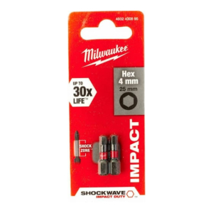 Насадка SHOCKWAVE 2 шт; Hex4; 25 мм Milwaukee 4932430895 Насадка SHOCKWAVE 2 шт; Hex4; 25 мм Milwaukee 4932430895