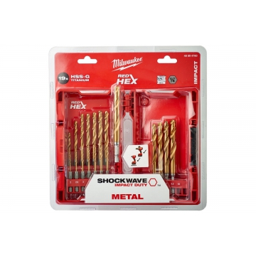 Набор сверл по металлу RedHEX HSS-G TiN 19 шт. Milwaukee Набор сверл по металлу RedHEX HSS-G TiN 19 шт. Milwaukee 48894760