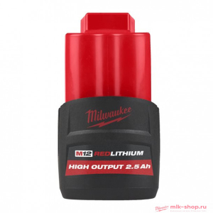 Аккумулятор M12 HB2.5 (12В; 2.5 А/ч; Li-ion) Milwaukee 4932480164 Аккумулятор M12 HB2.5 (12В; 2.5 А/ч; Li-ion) Milwaukee 4932480164
