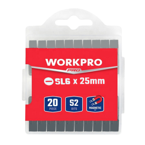 Набор бит 25xSL6, (20 шт), WORKPRO Набор бит 25xSL6, (20 шт), WORKPRO
