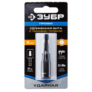 Бита ударная с торцовой головкой удлиненная 8 мм. хвост. E 1/4 Бита ударная с торцовой головкой удлиненная 8 мм. хвост. E 1/4