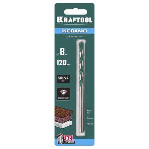 Сверло по керамограниту KERAMO, 8х120 мм., KRAFTOOL Сверло по керамограниту KERAMO, 8х120 мм., KRAFTOOL