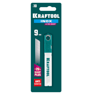 Лезвие сегментированное нержавеющее INOX, 9 мм., (уп. 10 шт), KRAFTOOL