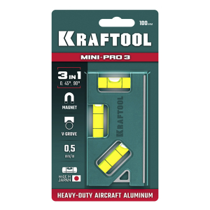 Уровень компактный магнитный Mini-Pro 3, 100 мм, KRAFTOOL Уровень компактный магнитный Mini-Pro 3, 100 мм, KRAFTOOL