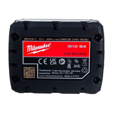 Аккумулятор M12 B4 (12 В; 4 А*ч; Li-Ion) Milwaukee