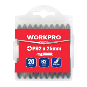 Набор бит нескользящих 25xPH2 (20 шт), WORKPRO