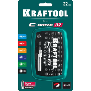 Набор бит многофункциональных C-Drive, (32 шт), KRAFTOOL 26067-H32 Набор бит многофункциональных C-Drive, (32 шт), KRAFTOOL 26067-H32