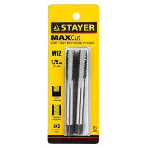 Набор метчиков, М12x1,75 мм. (2 шт), STAYER