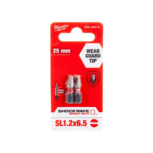 Насадка SHOCKWAVE SL1,2x6,5 мм, 25 мм, 2 шт Milwaukee 4932430903