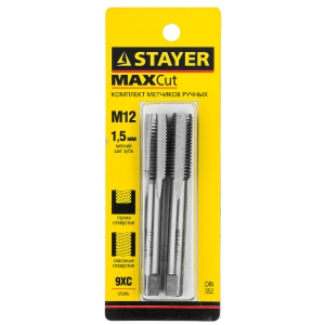 Набор метчиков, М12x1,5 мм. (2 шт), STAYER