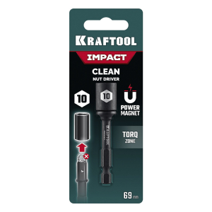 Бита с торцевой головкой CLEAN Nut Driver 10 мм, KRAFTOOL Бита с торцевой головкой CLEAN Nut Driver 10 мм, KRAFTOOL