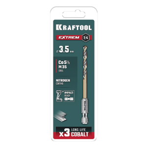 Сверло по металлу для винтовертов IMPACT READY, 3,5х79 мм. НЕХ-1/4, KRAFTOOL