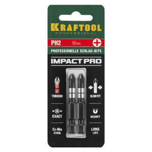 Бита ударная Impact PH2, 50 мм. (уп. 2 шт), KRAFTOOL