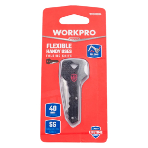 Нож складной для ключей 63,5 мм. черный, WORKPRO