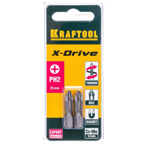 Бита торсионная X-Drive PH2, 25 мм. (уп. 2 шт), KRAFTOOL Бита торсионная X-Drive PH2, 25 мм. (уп. 2 шт), KRAFTOOL