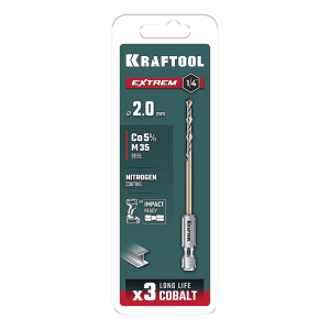 Сверло по металлу для винтовертов IMPACT READY, 2х60 мм. НЕХ-1/4, KRAFTOOL Сверло по металлу для винтовертов IMPACT READY, 2х60 мм. НЕХ-1/4, KRAFTOOL