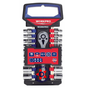 Набор торцевых головок 3/8 с трещоткой, (19 пр), WORKPRO