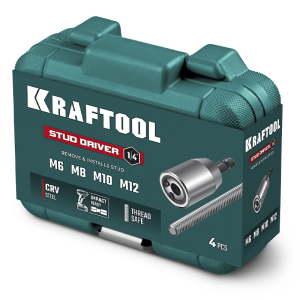 Набор шпильковертов ударных STUD DRIVER M6, M8, M10, M12, (4 шт.), KRAFTOOL Набор шпильковертов ударных STUD DRIVER M6, M8, M10, M12, (4 шт.), KRAFTOOL