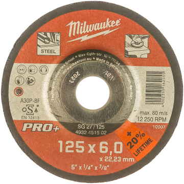 Шлифовальный диск по металлу SG 27/125х6 PRO+ Milwaukee